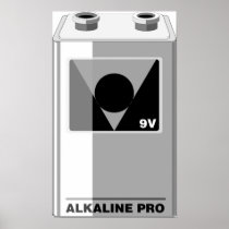 Battery - 9 Volt or Nerd art Poster