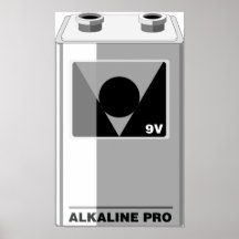Battery - 9 Volt or Nerd art Poster