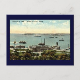 Battery Park Aquarium NY 1920 Vintage postcard