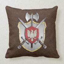 Battle Crest Eagle Brown Throw Pillows