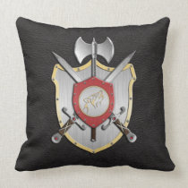 Battle Crest Howling Wolf Black Throw Pillow