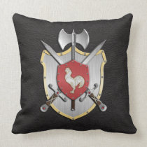 Battle Crest Rooster Black Pillow