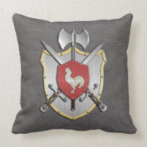 Battle Crest Rooster Grey Throw Pillows