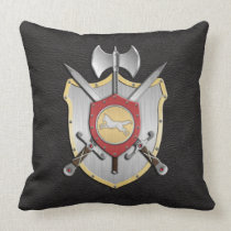 Battle Crest Wolf Black Throw Pillow