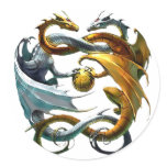 Battle Dragons Round Stickers