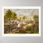 Battle of Antietam Showing General McClellan 1862 Print