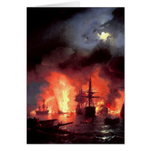 Battle of Cesme at Night Greeting Card