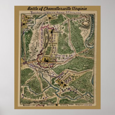 Battle of Chancellorsville Virginia - Map Poster by PaperTimeMachine