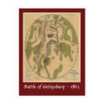Battle of Gettysburg Map - 1863 Post Cards