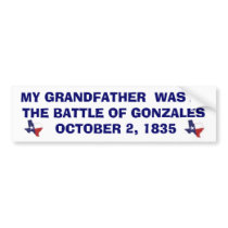 BATTLE OF GONZALES - 1835 bumper stickers