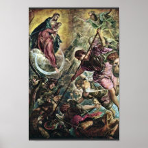 Battle Of The Archangel Michael With Satan By Tint Print