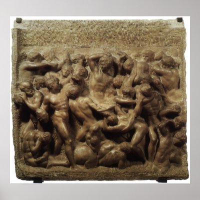 Battle of the Lapiths and Centaurs by Michelangelo Poster by MasterpieceCafe