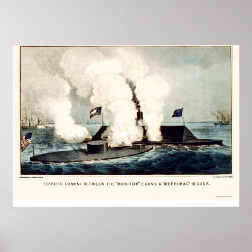 Battle Of The Monitor And Merrimac 1862 Poster | Zazzle