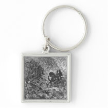 Battle scene, illustration from 'Orlando Furioso' Key Chain