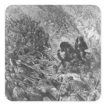 Battle scene, illustration from 'Orlando Furioso' Square Sticker