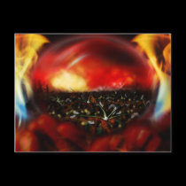 Battlefield in red Orb Post Cards