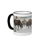 Battling Bull Moose Wildlife Art Scene mugs
