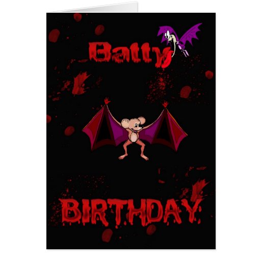 batty birthday blood bats goth emo alternative card