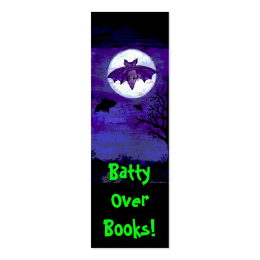 Batty Over Books! Bookmark Business Card (front side)