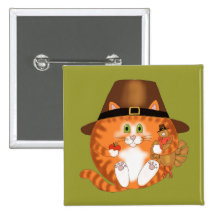 Bauble Cat Thanksgiving Button