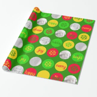 Red green yellow photo Christmas wrap