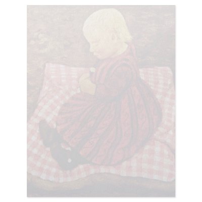 Bauer Child On Red-Checked Pillows By Modersohn-Be Letterhead Design by Artcollection