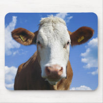 Bavarian cow against blue sky mousepad