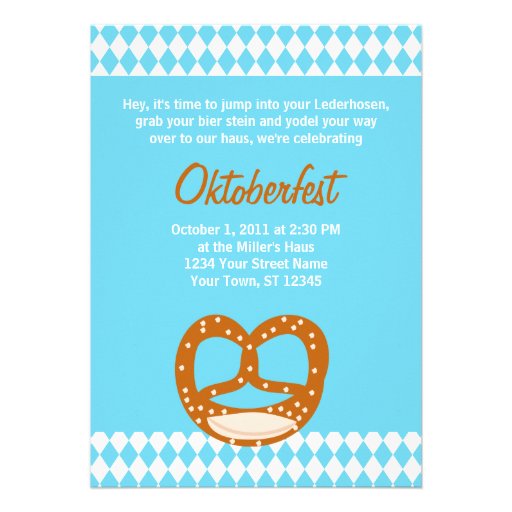 Bavarian Flag & Pretzel Oktoberfest Invitation
