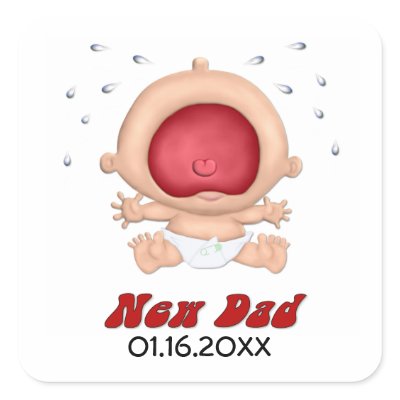 Bawling Baby Funny Sticker for New Dad by BabyAndMe