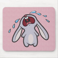 Bawling Bunny on Pink Stripes Mousepad mousepad