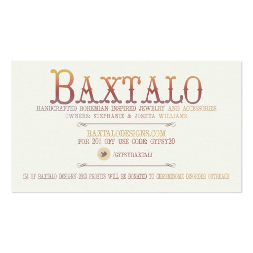 Baxtalo Design Business Card (front side)