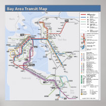 Bay Area Transit Map with Detailed Legend Poster