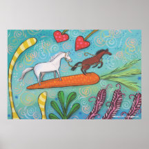 Bay Horse Guides White Horse - Guidance and Love Print
