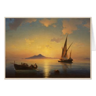 Bay of Naples Ivan Aivazovsky seascape waterscape Greeting Cards