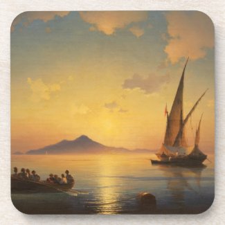 Bay of Naples Ivan Aivazovsky seascape waterscape Beverage Coasters