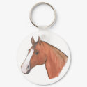 "Bay with Blaze" Horse Keychain