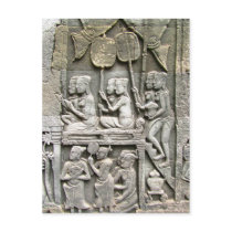 Bayon Temple Wall Relief - Honoring the King Post Card