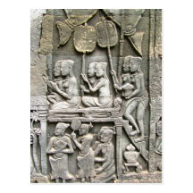 Bayon Temple Wall Relief - Honoring the King Post Card