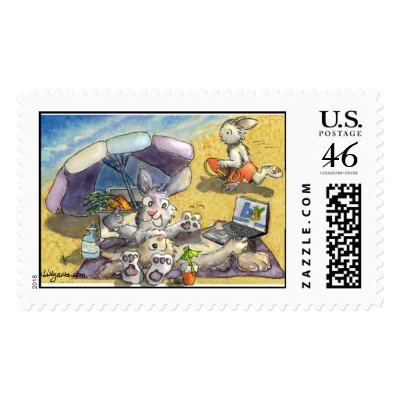 Baywatch Beach Bunnies Custom Postage Stamps by zooogle