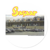 Bazaar Exterior Circa 1980 Round Stickers