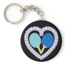 BB Ping Pong Paddle Heart Keychain