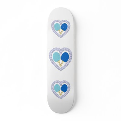 BB Ping Pong Paddle Heart Custom Skate Board by HappyDoggies