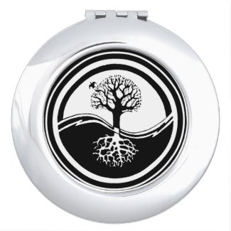Bblack and White Yin Yang Symbol Travel Mirrors