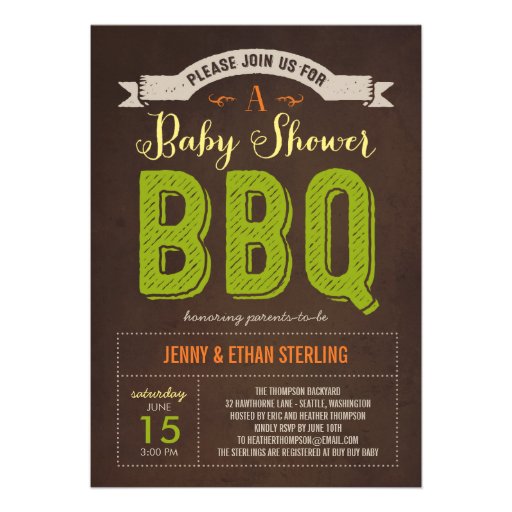 BBQ Baby Shower Invitation - Lime