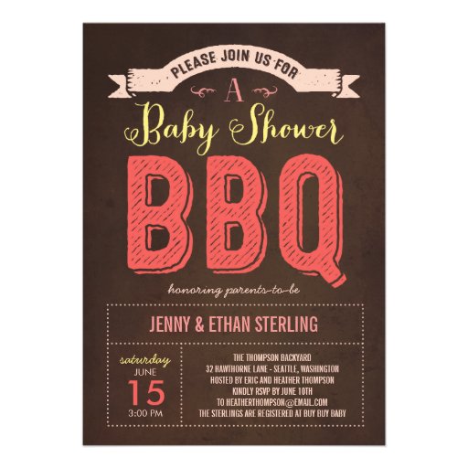 BBQ Baby Shower Invitation - Pink