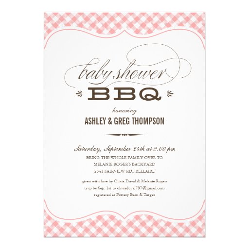 BBQ Baby Shower Invitations - Pink Table Cloth