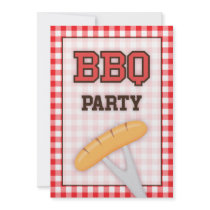 BBQ barbecue party invitation with sausage