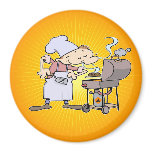 BBQ chef grilling burgers Fridge Magnets
