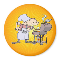 BBQ chef grilling burgers Fridge Magnets