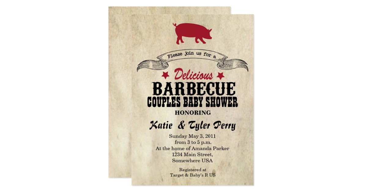BBQ Couples BABY Shower Invite Zazzle